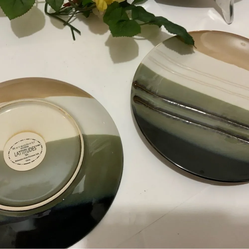 Set of 3 Retroneu Stone Lattitudes 1322 salad plates 7.5” G6
